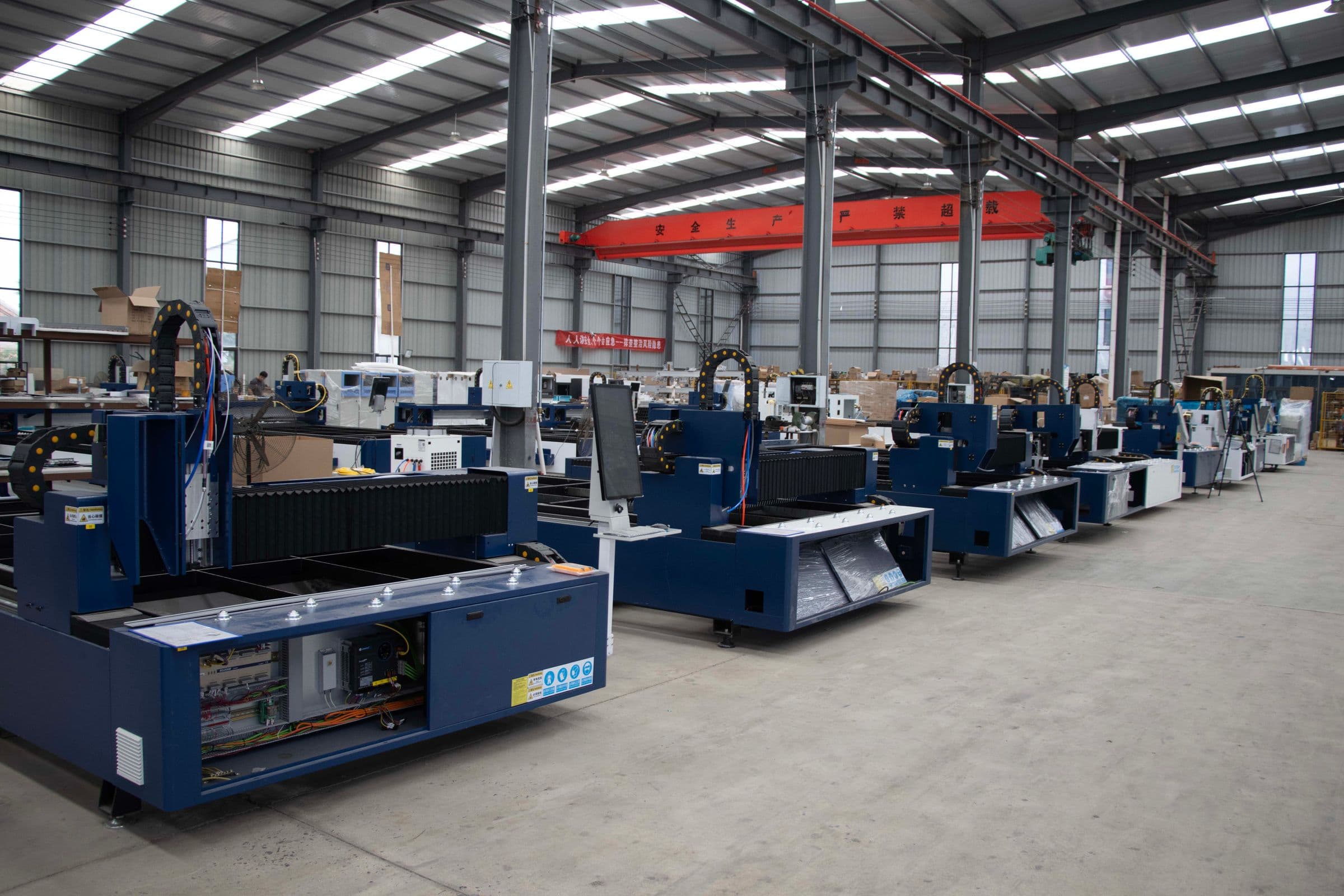 Industrial CNC machines in a factory